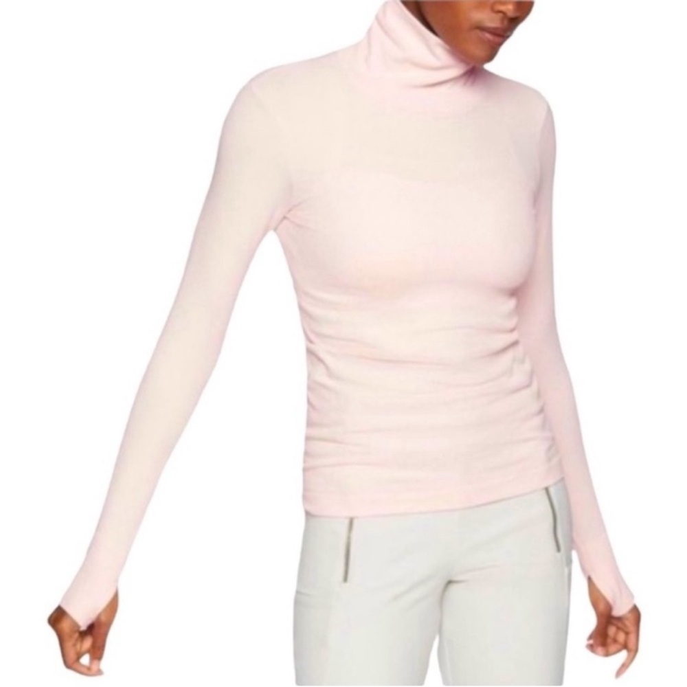 Athleta Clover Pale Pink Seamless Base Layer Turtleneck Top Shirt XS Ski Snow